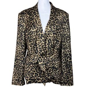Sheike Leopard Print Blazer Jacket Statement‎ Belted Women AU 14 US 10 Brown